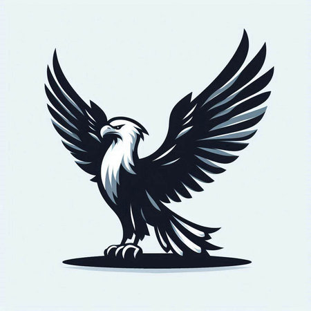 Eagle mascot. Vector illustration of an eagle with wings outstretched.のイラスト素材