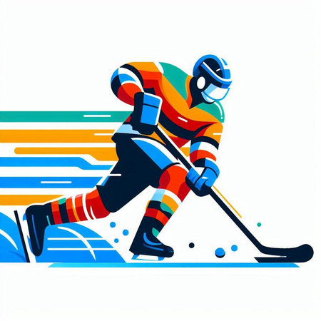 Hockey player vector background concept made of stripes, lines, and shapesのイラスト素材