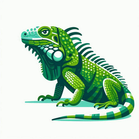 Green iguana isolated on white background. Vector illustration. Eps 10.のイラスト素材