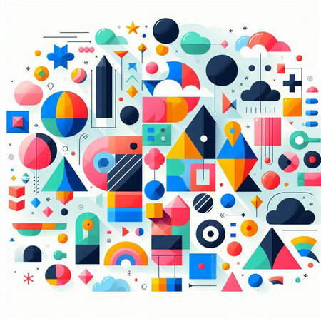 Abstract colorful geometric shapes composition. Vector illustration for your graphic design.のイラスト素材