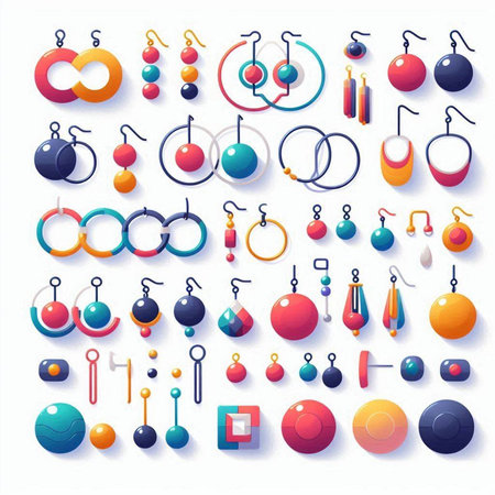 Set of bright colored jewelry icons. Vector illustration for your design.のイラスト素材