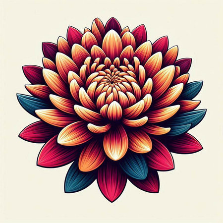 Colorful dahlia flower on white background. Vector illustration.のイラスト素材
