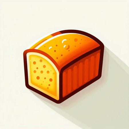 Illustration of a piece of bread on a white background with shadow