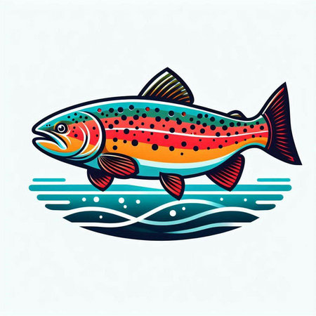Vector illustration of a rainbow trout fish isolated on a white background.のイラスト素材