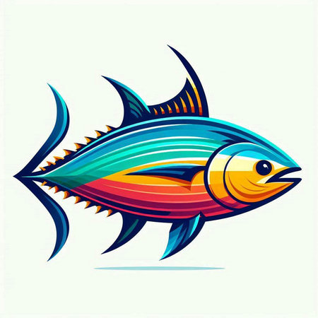 Tuna fish vector illustration isolated on white background. Fish icon.のイラスト素材