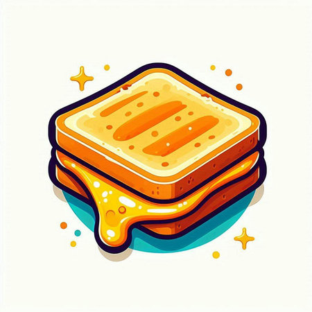 Illustration of a sandwich with honey, isolated on a white backgroundのイラスト素材