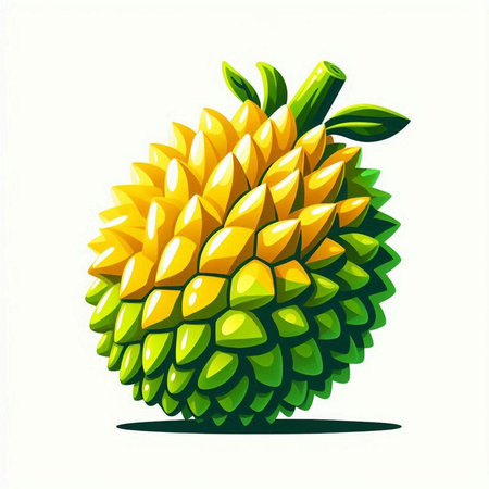 Fresh durian fruit isolated on white background. Vector illustration. Eps 10.