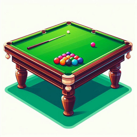 Vector illustration of billiard table with balls. Billiard game.
