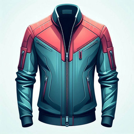Men's leather jacket isolated on a white background. Vector illustration.