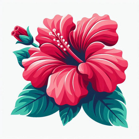 Hibiscus flower isolated on white background. Vector illustration.のイラスト素材