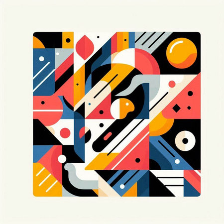 Abstract geometric background with circles, lines and strokes. Vector illustration.のイラスト素材