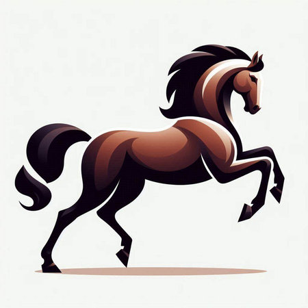 Running brown horse on a white background, vector illustration, eps 10のイラスト素材