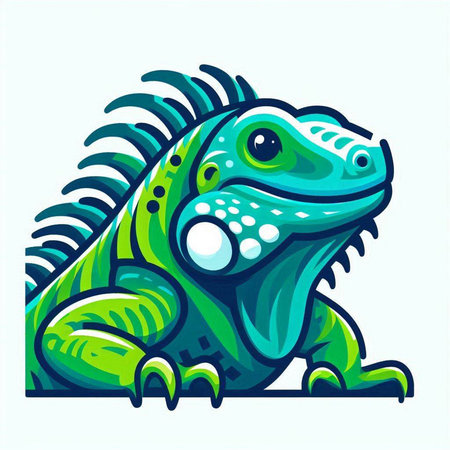 Turquoise iguana. Vector illustration of a green iguana.のイラスト素材