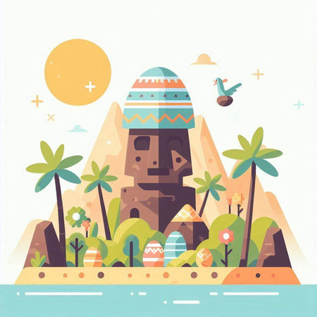 Vector illustration of a flat design of the island of the pharaohs.のイラスト素材
