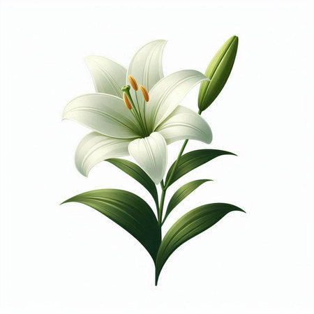 White lily isolated on white background. Vector illustration. Eps 10.のイラスト素材