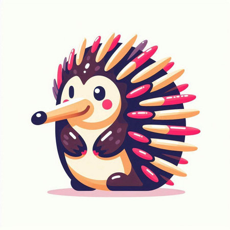 Cute cartoon hedgehog. Vector illustration in a flat style.のイラスト素材