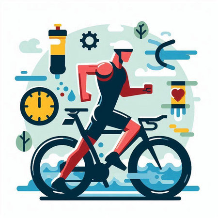 Cyclist in sportswear. Healthy lifestyle. Vector illustrationのイラスト素材