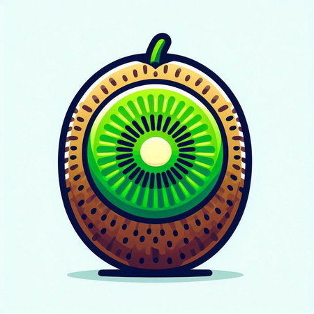 Kiwi fruit on a white background. Vector illustration in cartoon style.のイラスト素材