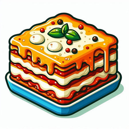 Illustration of a layered lasagna on a white background, vectorのイラスト素材