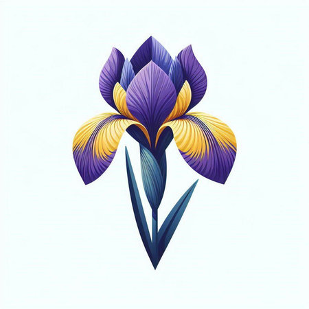 Beautiful iris flower isolated on white background. Vector illustration.