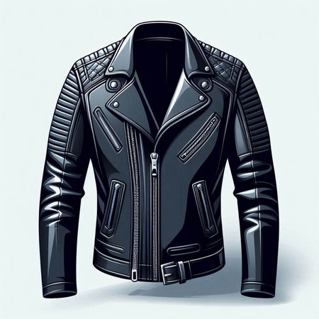 Black leather jacket isolated on a white background. Vector illustration. Eps 10.のイラスト素材