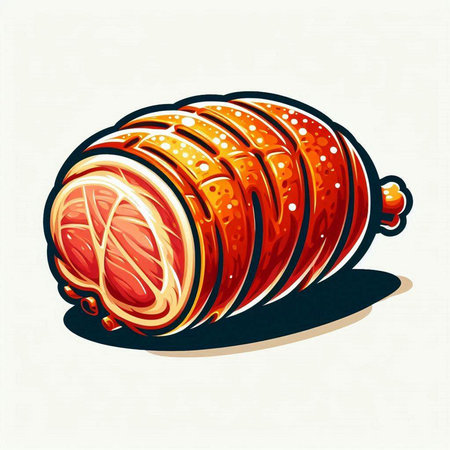 Sliced smoked meat on a white background. Vector illustration.のイラスト素材