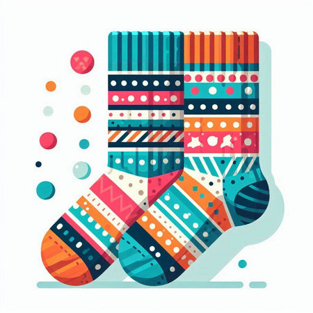 Colorful socks isolated on white background. Vector illustration for your designのイラスト素材