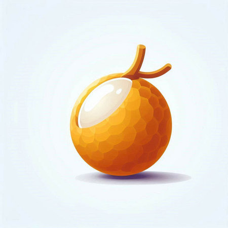 Illustration of a longan fruit on a white background with shadowのイラスト素材