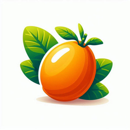 Apricot fruit with leaves on white background. Vector illustration.のイラスト素材