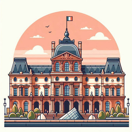 Town hall building in Prague, Czech Republic. Vector illustration in retro style.のイラスト素材