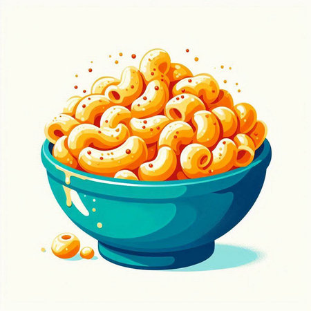 Illustration of macaroni in a bowl on a white backgroundのイラスト素材