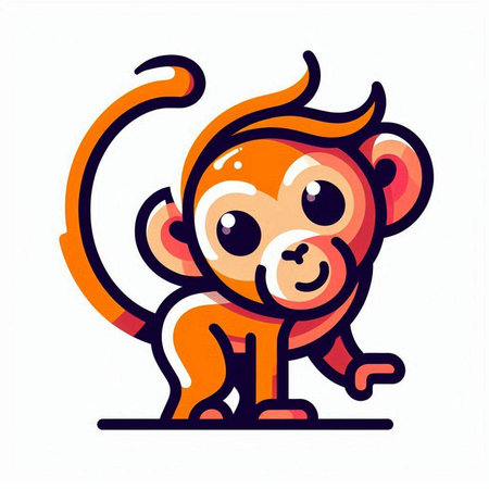 Cute cartoon monkey. Vector illustration isolated on a white background.のイラスト素材