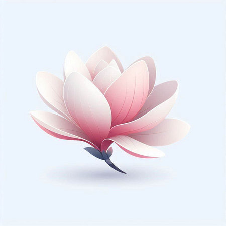 Beautiful pink magnolia flower on blue background. Vector illustration.のイラスト素材