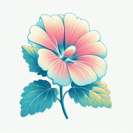 Hibiscus flower on the white background. Vector illustration.のイラスト素材