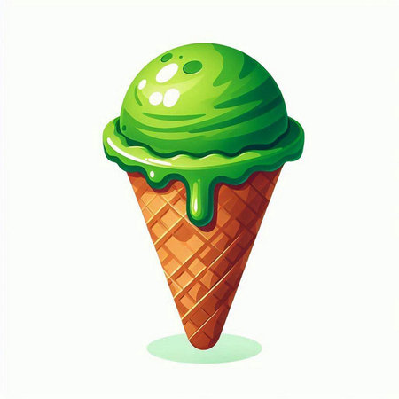 Ice cream cone with green liquid isolated on white background. Vector illustrationのイラスト素材