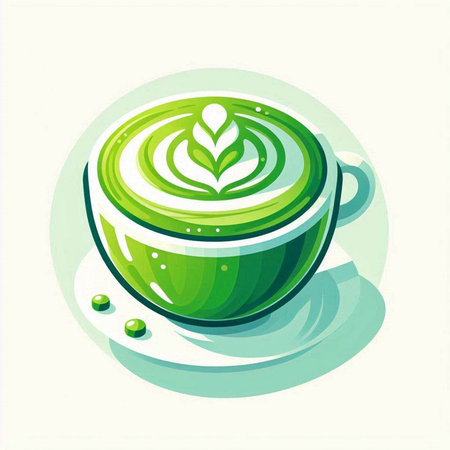 Green tea latte icon. Vector illustration of green tea latte.のイラスト素材