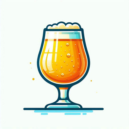 Glass of beer with foam on a light background. Vector illustration.のイラスト素材