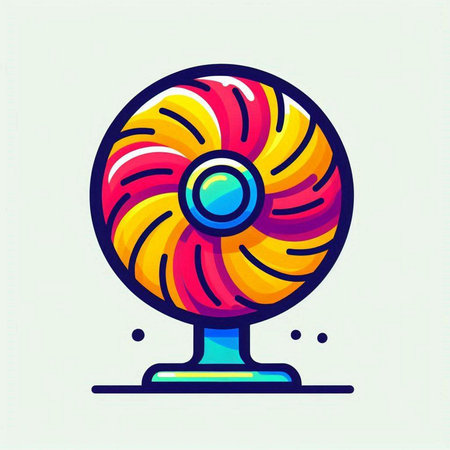 Electric fan icon. Colorful vector illustration. Editable stroke.