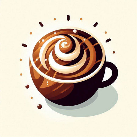Cup of coffee with whipped cream on white background. Vector illustration.のイラスト素材