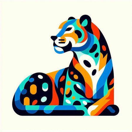 Abstract leopard with colorful pattern on a white background. Vector illustration.のイラスト素材