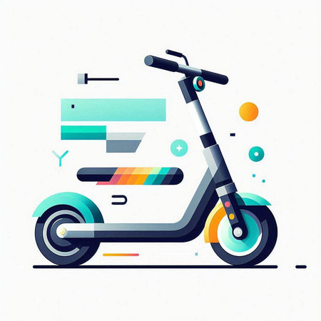 Electric scooter. Eco transport. Vector illustration in flat style.のイラスト素材