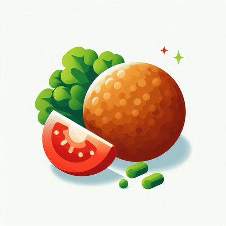 Fruit and vegetable icon on white background. Illustration of fruits and vegetables.のイラスト素材