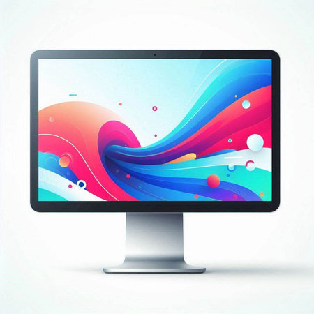 Computer monitor with colorful abstract background. Vector illustration. Eps 10.