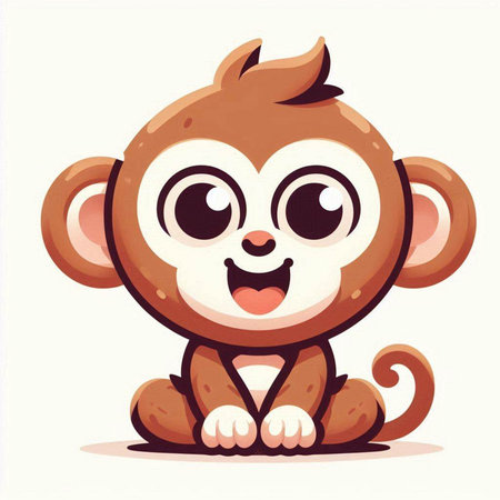 Cute cartoon monkey. Vector illustration isolated on a white background.のイラスト素材