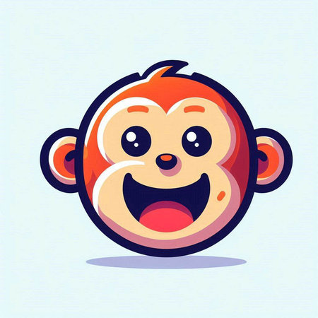 Cute cartoon monkey face. Vector illustration of funny monkey character.のイラスト素材