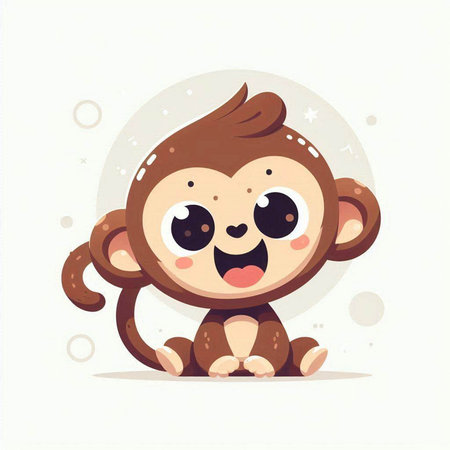 Cute cartoon monkey on a white background. Vector illustration for your designのイラスト素材