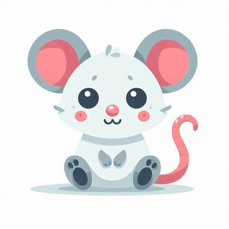 Cute cartoon mouse character. Vector illustration in a flat style.のイラスト素材