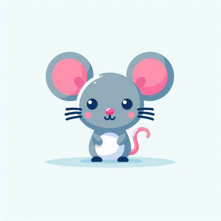 Cute cartoon mouse. Vector illustration isolated on a white background.のイラスト素材