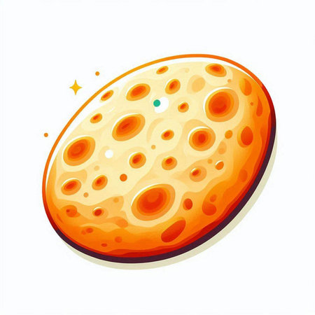 Illustration of a round cheese on a white background. Vector illustrationのイラスト素材