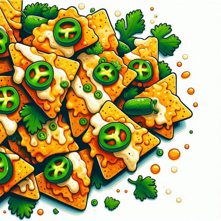 Vector illustration of traditional mexican quesadilla with cheese and green olivesのイラスト素材
